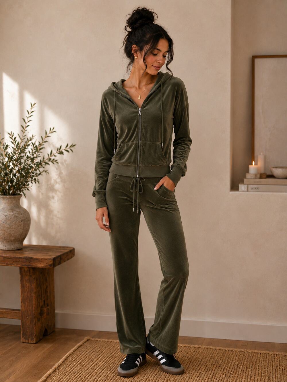 Vintage GAP Velour 2-Piece Tracksuit Set - Olive Army Green Size L